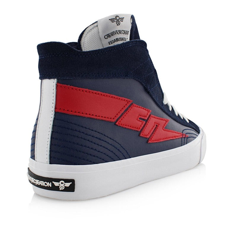 CREATIVE RECREATION ZEUS HI LEATHER NAVY RED